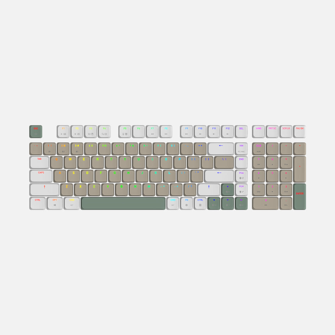 Forest Slim Keycaps - 98% Layout